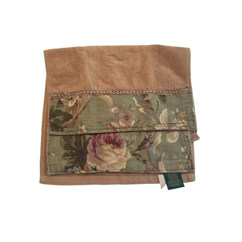Raymond Waites Studio Floral Beige Hand Towels Set of 2 Cotton & Polyester‎
